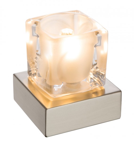 Tischlampe LED Glas Würfel Tischleuchte Nachttischlampe Eckig 21980L