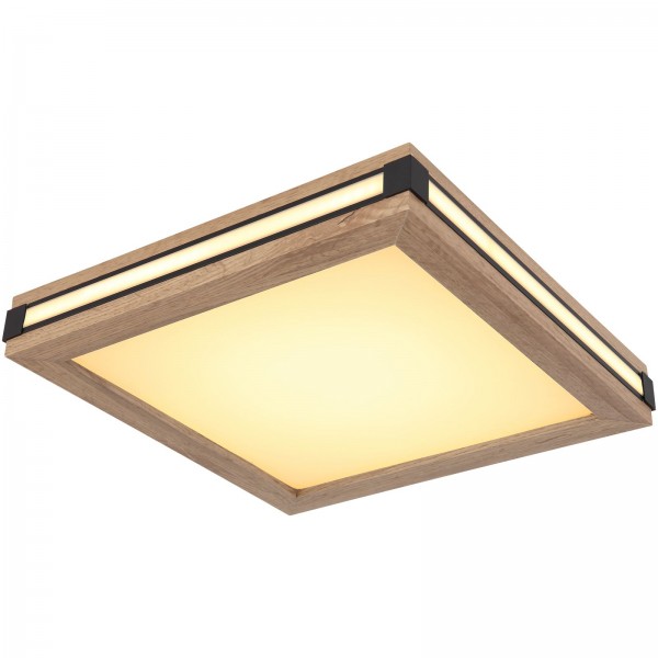 Deckenleuchte Wohnzimmer Eckig LED Deckenlampe Flur Holz Optik 30 cm 41589D1