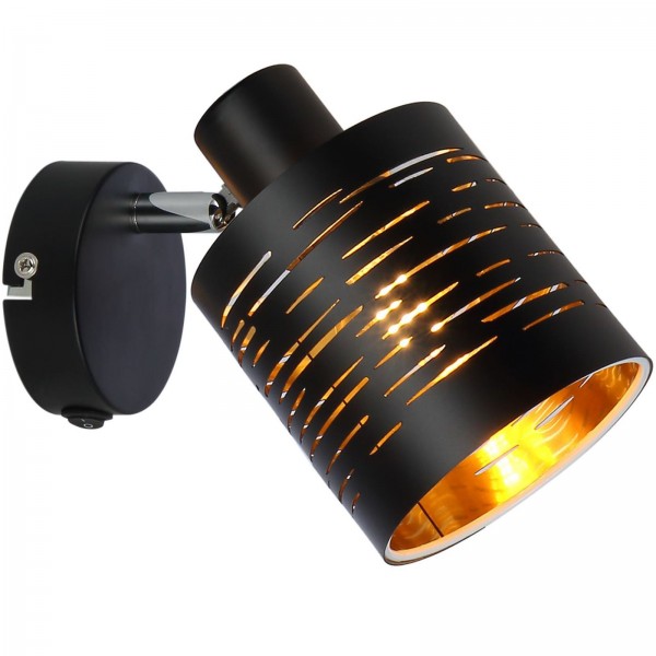 GLOBO Wandleuchte mit Schalter Wandlampe Innen Wandstrahler Schwarz Gold  15342-1 | Wandleuchten | Innenleuchten | Lampen & Leuchten