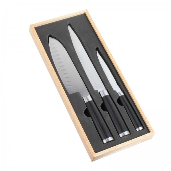 LIVOO Japanische Messer Santoku-Messer-Set 3-teilig Edelstahlklingen MEC115