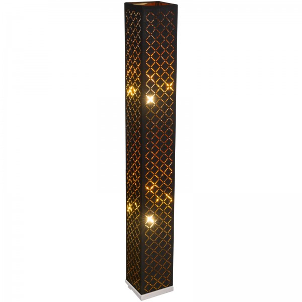 Stehlampe Wohnzimmer Stehleuchte schwarz Blatt gold Textil Dekor 15229S2