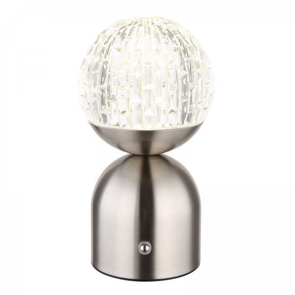 Tischlampe kabellos mit Akku Touch Dimmer Kristall Tischleuchte Silber Dimmbar