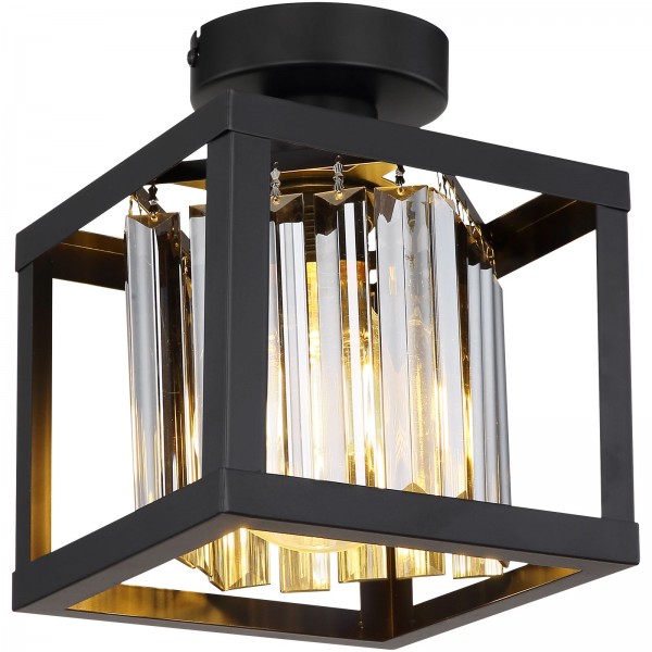 Deckenleuchte Deckenlampe Wohnzimmer Flur Metall schwarz Kristalle 15697D