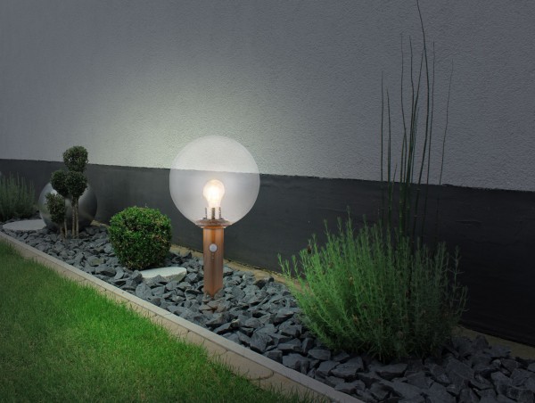 LED Außenleuchte Garten Wegeleuchte Standleuchte Alu Holzoptik 31862WS