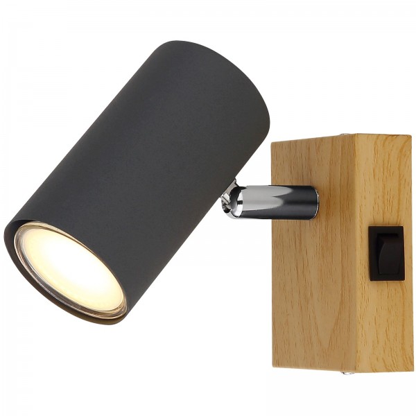 Wandleuchte mit Schalter Wandlampe Innen Wandstrahler Holz Optik 57911-1G