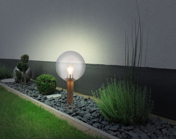 LED Außenleuchte Garten Standleuchte Wegeleuchte Alu Holzoptik 31862W