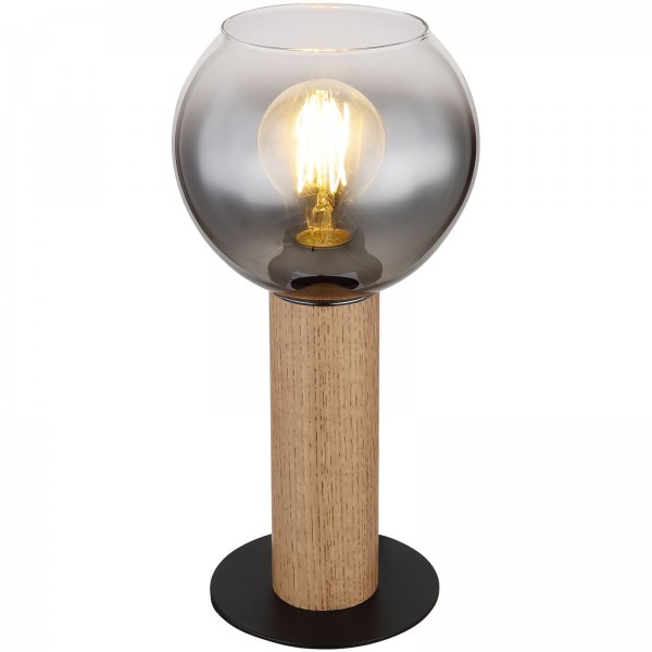 Tischleuchte Wohnzimmer Tischlampe Holz Glas Nachttischlampe 15656T