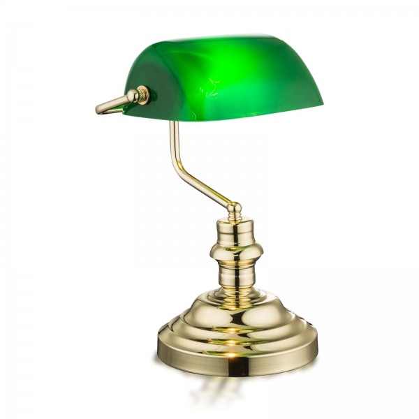 Tischlampe Tischleuchte Schreibtischlampe retro Banker Lampe grün mit Pflegetuch