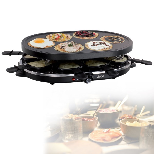 DomoClip Raclette &amp; Mini Crepes Maker 2-in-1 Raclette-Set DOC188