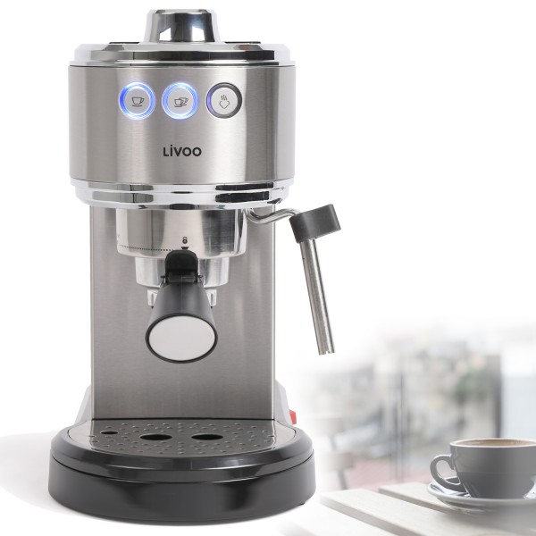 LIVOO Espressomaschine Kaffeemaschine 1 L Kaffeepulver Pads Cappuccino DOD186