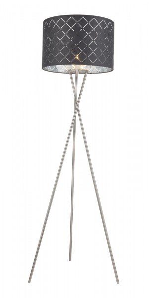 Stehlampe Wohnzimmer Stehleuchte modern grau silber Dreibein 15228S1