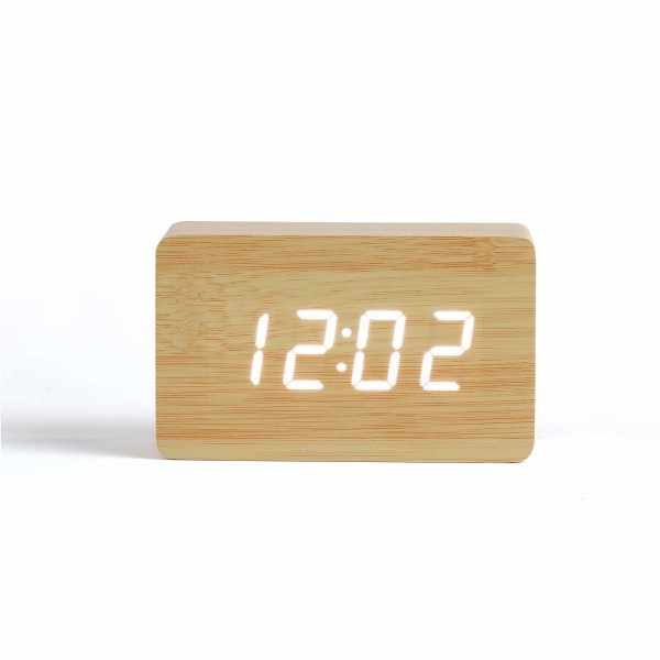 LIVOO Digitaluhr Wecker Kalender Thermometerfunktion Soundsteuerung RV150BC Holz