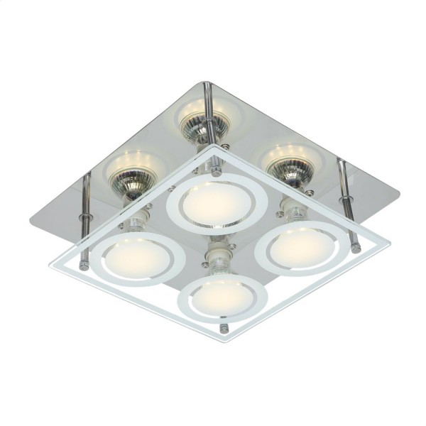Deckenleuchte LED Wohnzimmer Deckenlampe eckig Glas Schlafzimmer 48961-4