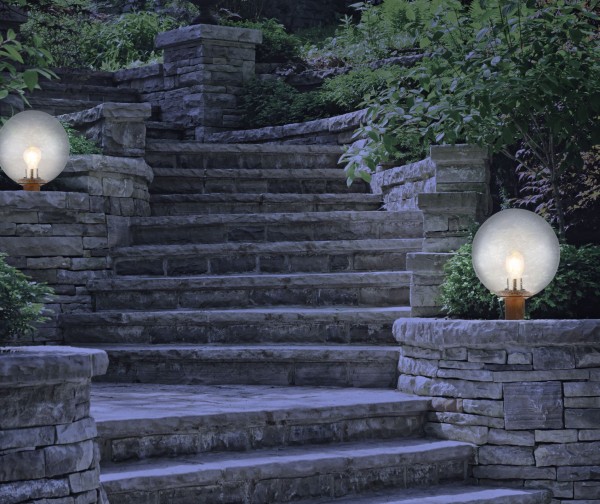 LED Außenleuchte Garten Sockelleuchte Aluminium Holzoptik braun 31861W