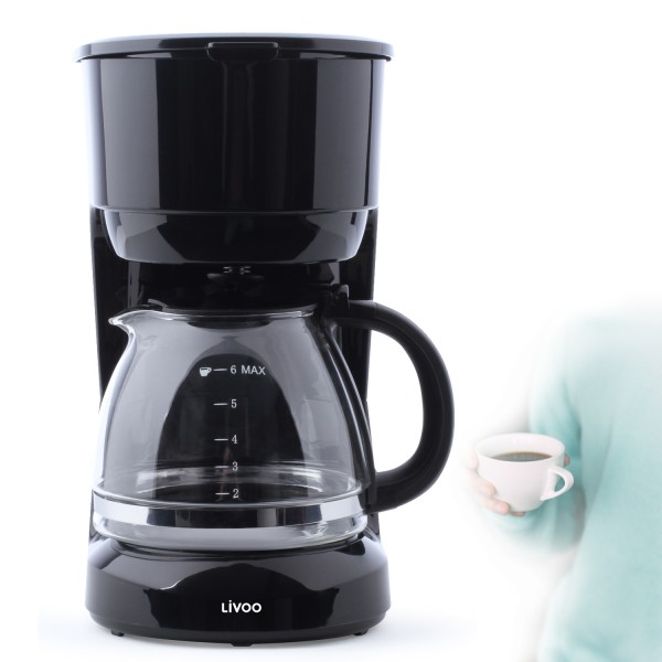 LIVOO Kaffeemaschine 6 Tassen Kegelfilter wiederverwendbar DOD183N