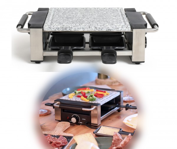LIVOO Raclette Grill für 4 Personen Granitplatte Raclettegrill 650 Watt DOC261